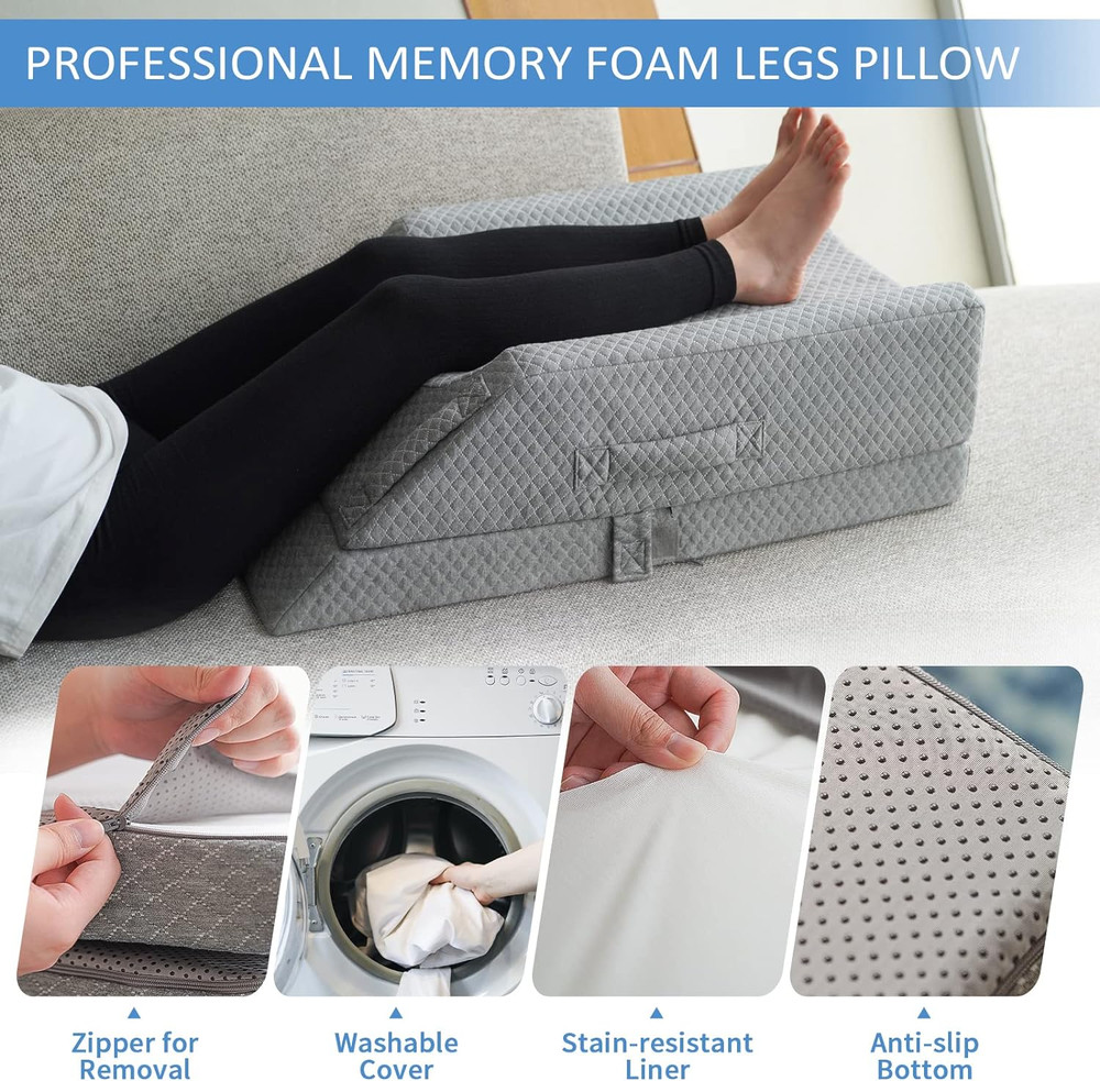 Adjustable Leg Elevation Pillows for Swelling after Surgery, Cooling Memory Foam