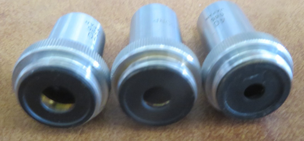Three EDSCORP Microscope Objective Lot 10x 20x 40x Japan