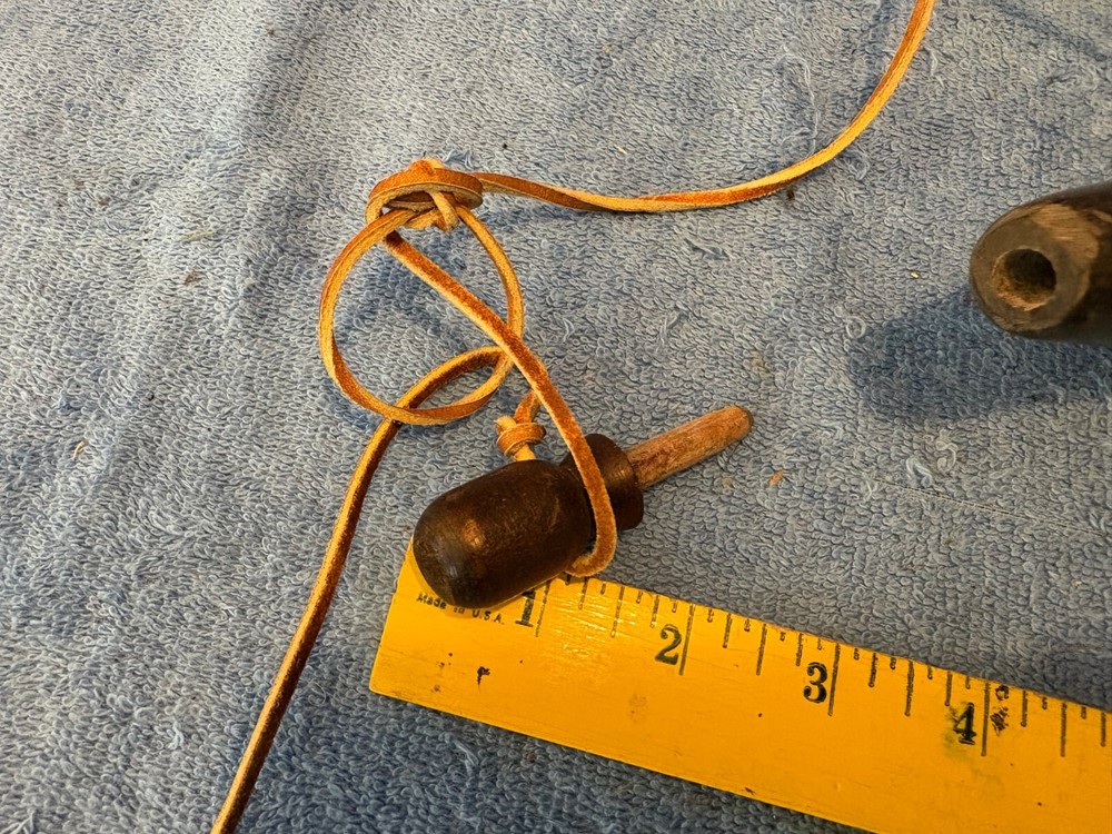Vintage Muzzleloader Powder Horn with Leather Strap Wood Plug