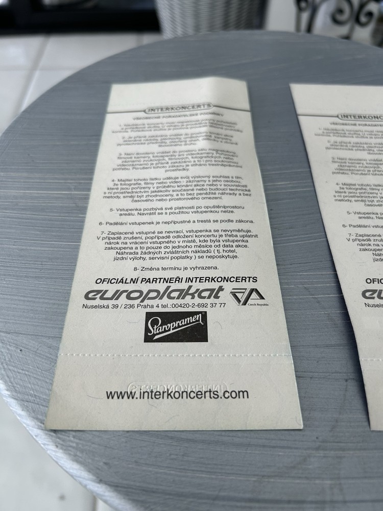 1999 Lot of (2) Kiss Psycho-Circus 3D includes one VIP Ticket PRAQUE