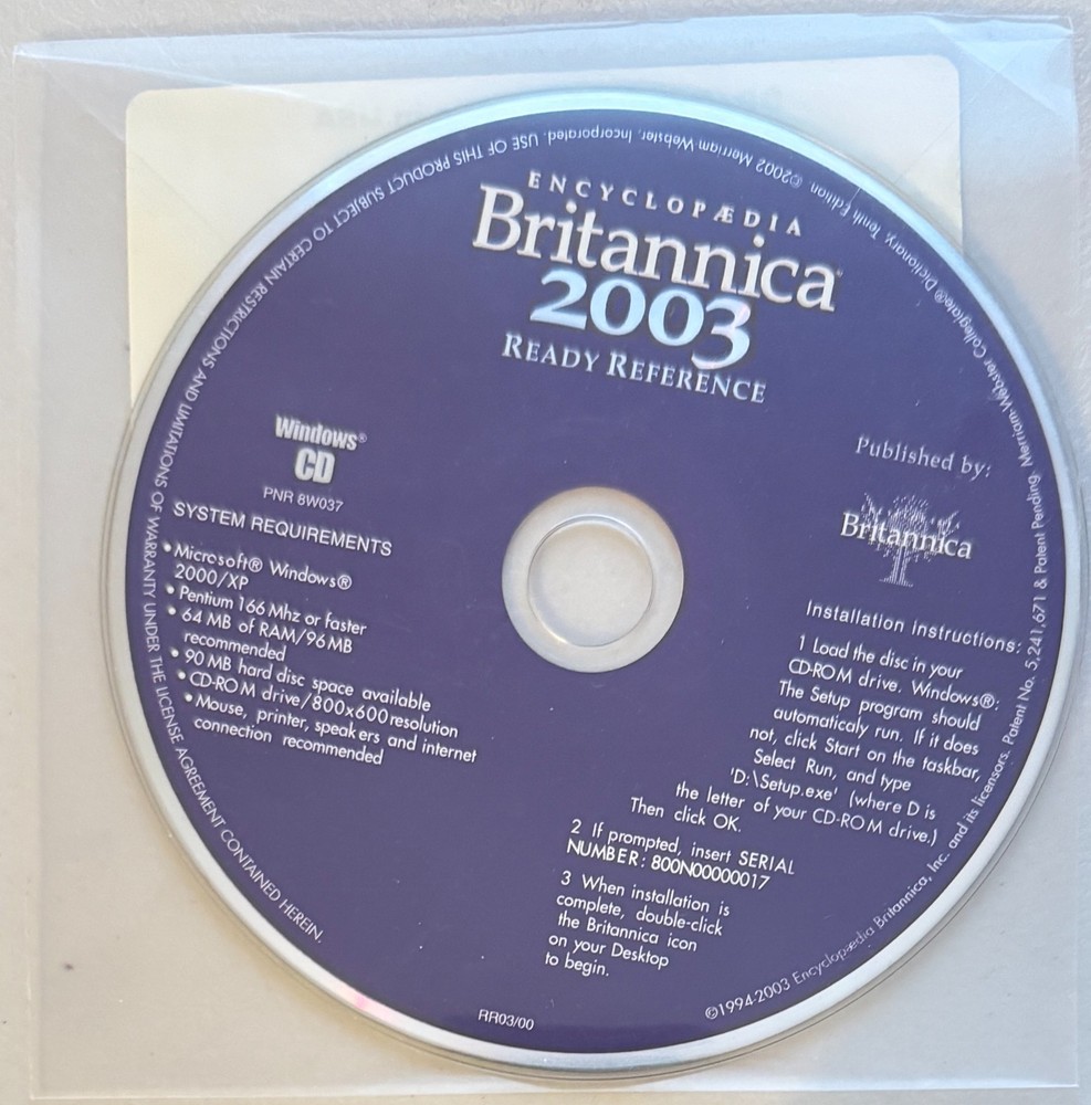 Vintage Encyclopedia Britannica 2003 ready reference CD - UNSEALED