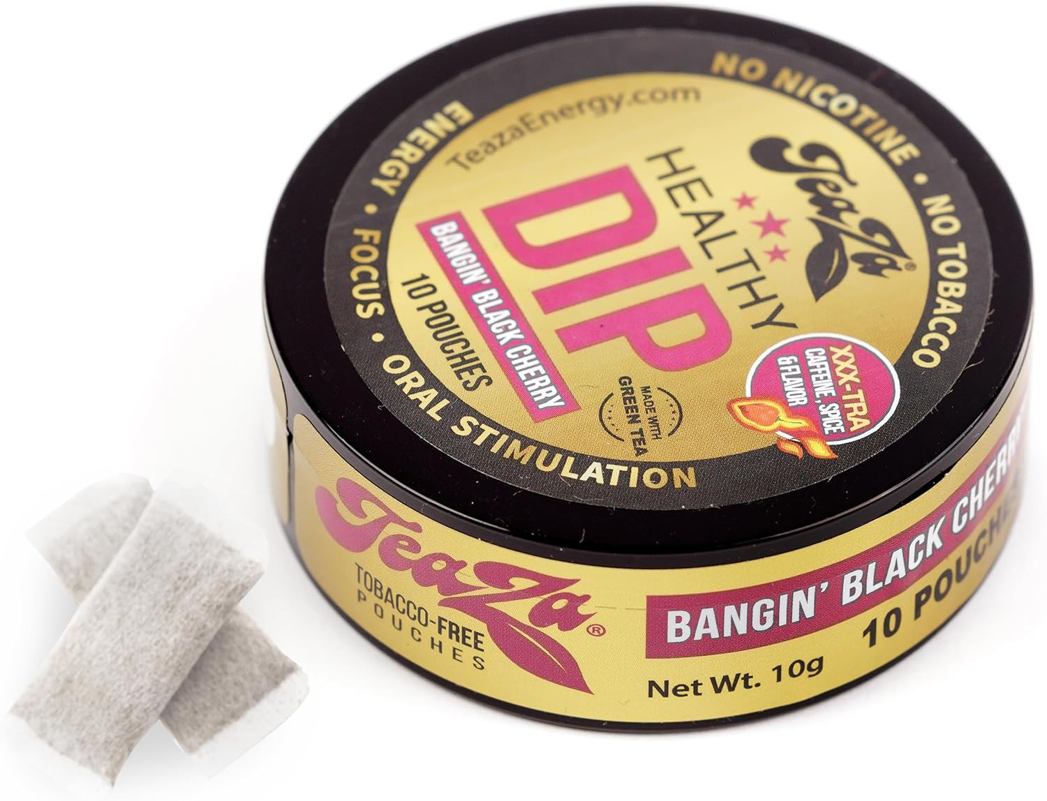 Herbal Energy Pouches Nicotine Tobacco Free Caffeine Pouches Bangin Black Cherry