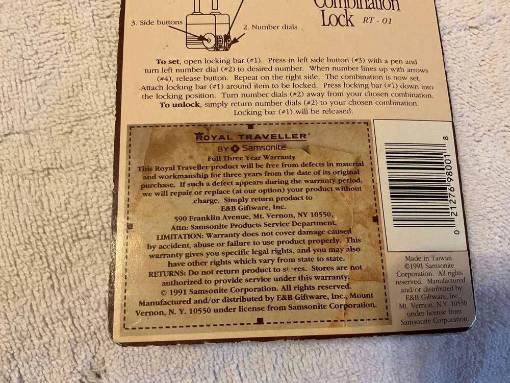 Royal Traveller by Samsonite Double Combination Lock #RT-01