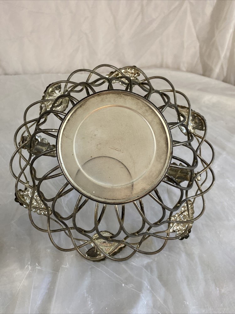 Vintage Godinger Silver Art Grape Leaf Basket Silverplate Fruit Centerpiece