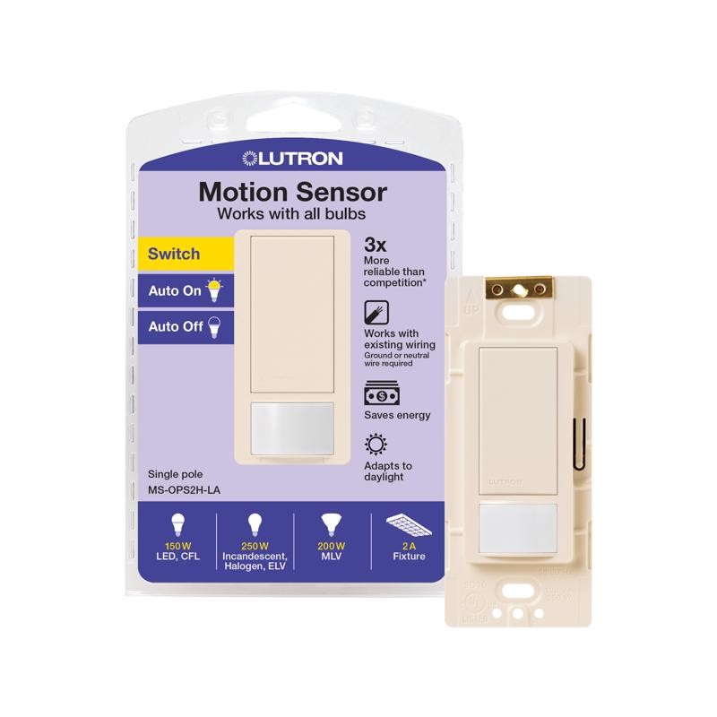 Lutron Maestro 2A Single Pole Motion Sensor Smart Light Switch Almond/White