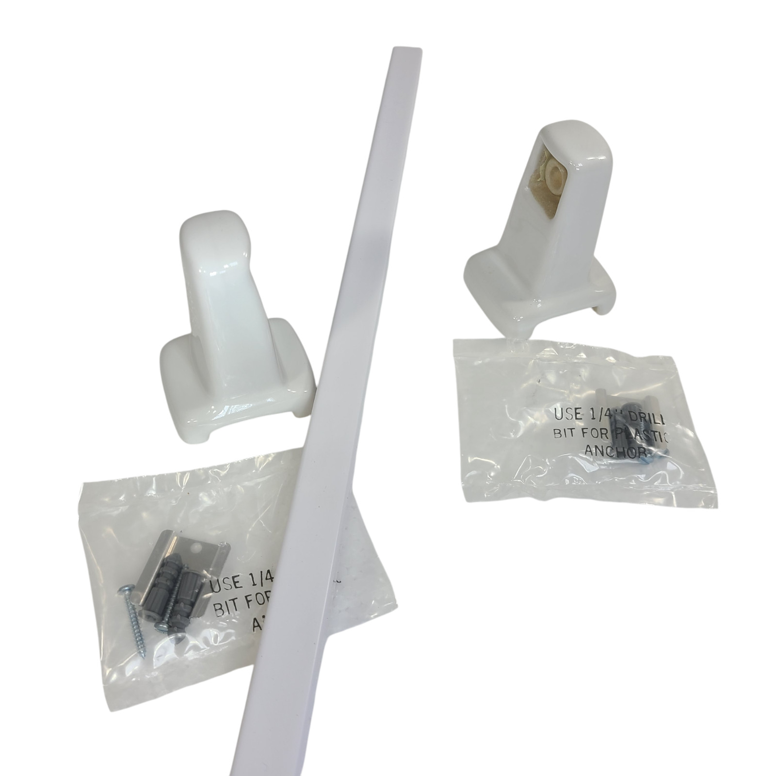 Vintage White Ceramic Towel Bar Rod Rack Post Holders Bracket Screw in Drywall