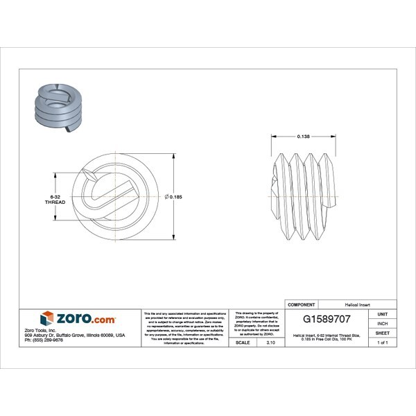 Stanley Engineered Fastening A3585-06En138 Tanged Helical Insert,