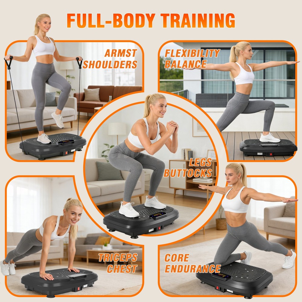 Vibration Plate Exercise Machine–200 Speed Levels + 10 Preset Programs 450lbs