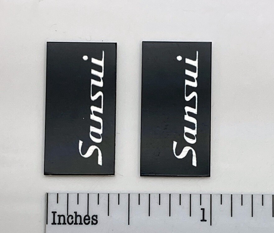 Sansui Speaker Badge Logo Emblem - Black Small Version - Self Stick PAIR