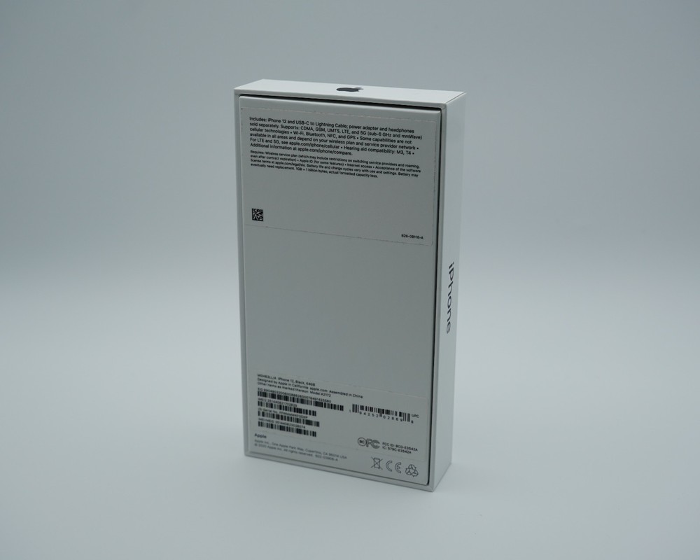 iPhone 12 Black 64GB - Genuine Box Only w/ Cable and Documentation