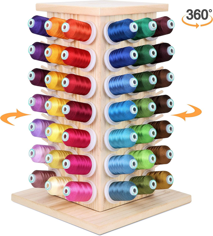 93 Spools (DIY) 360° Fully Rotating Wooden Thread Rack/Thread Holder Organizer w