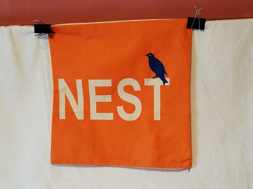 Pillowcase - 'NEST' Blue Bird Crow