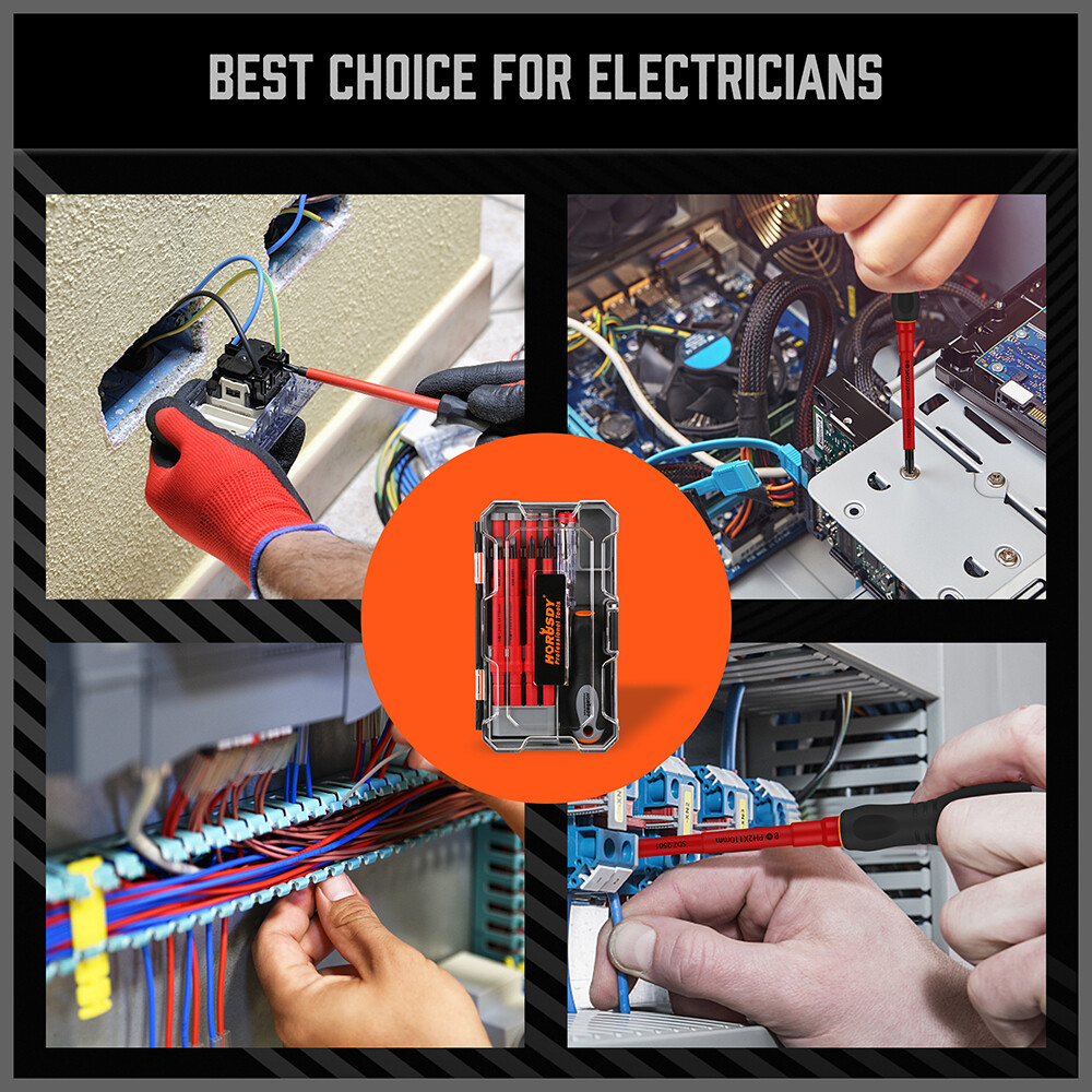 HORUSDY 1000v Insulated Screwdriver Set 10PC All-in One Magnetic Tip Elactrician