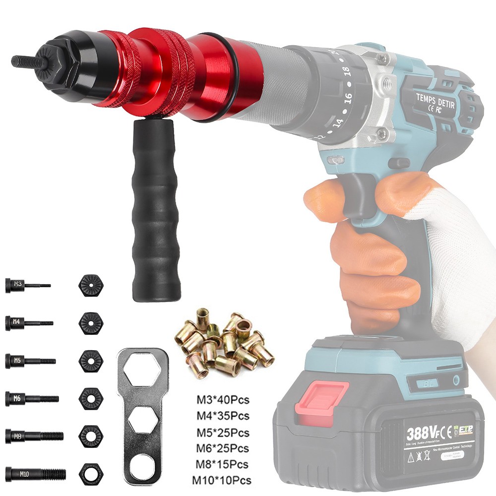 Manual Riveting Adapter Rivet Nut Gun for Electric Drill Insert Rivet Nut Tool