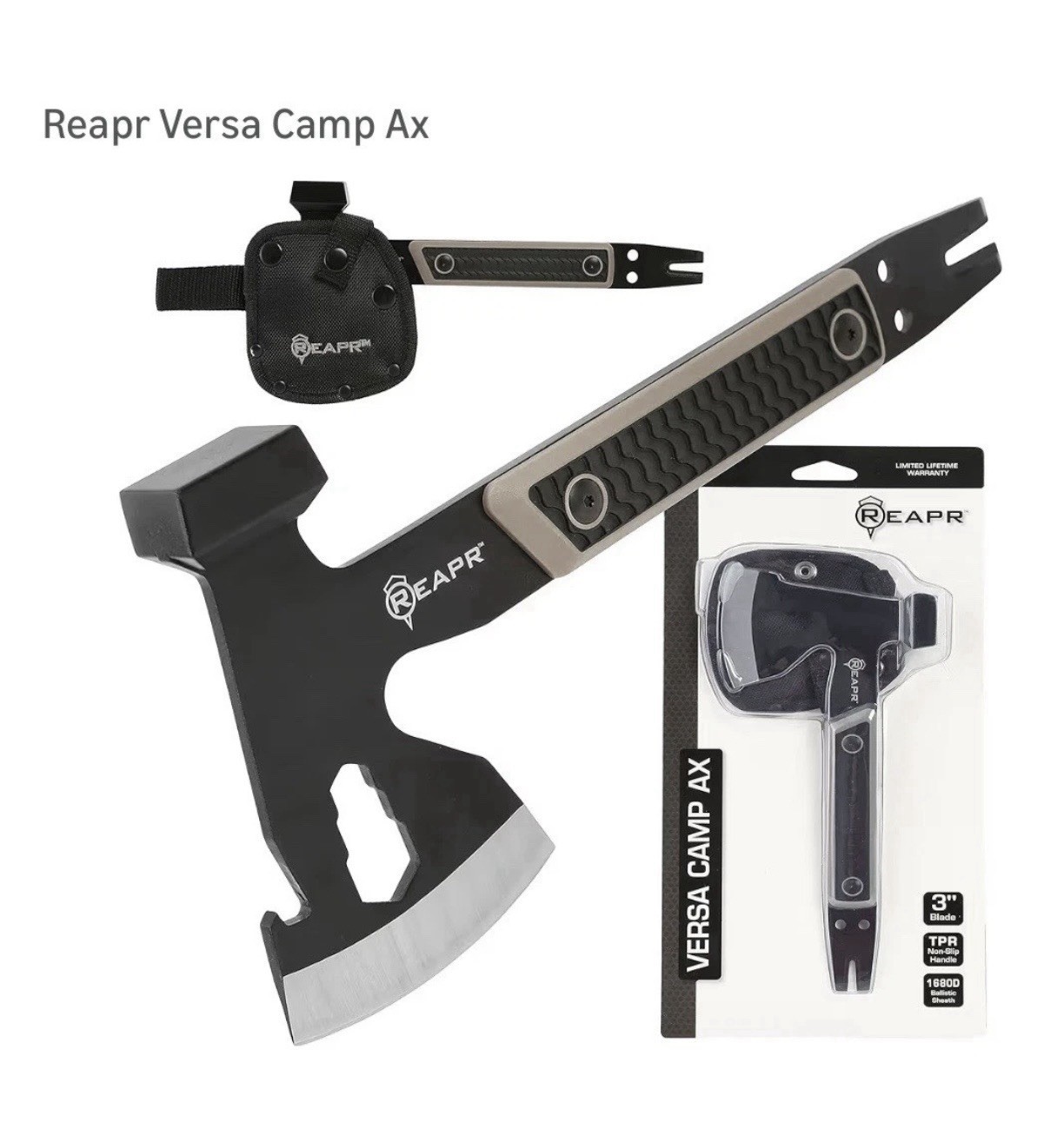 Reapr Versa Camp Ax Multi-tool 3" Blade 168OD Ballistic Sheath Camping Axe