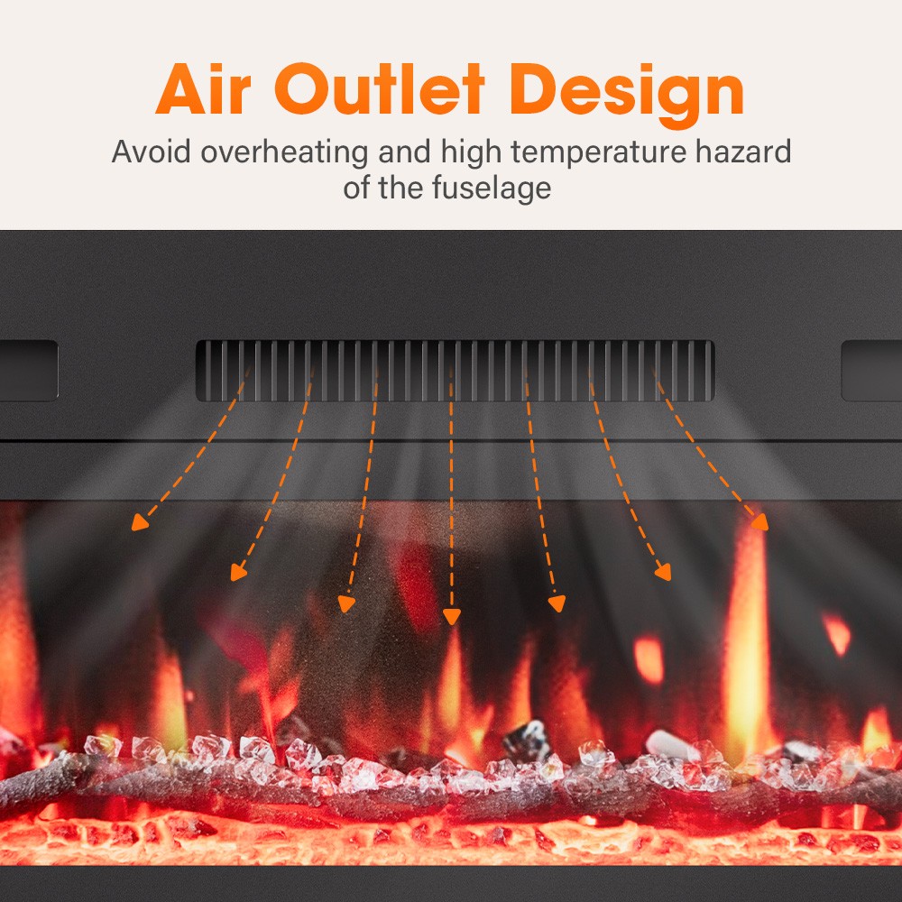 60'' Electric Fireplace Wall Mounted Heater with Remote/Adjustable Flame/Timer