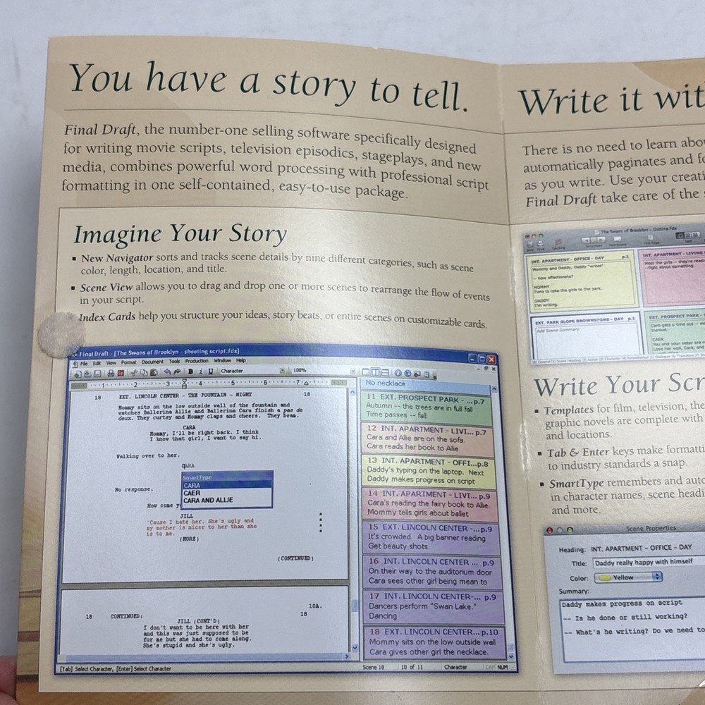 Final Draft Professional Scriptwriting Software Version 8 MAC Windows PC CD 2009