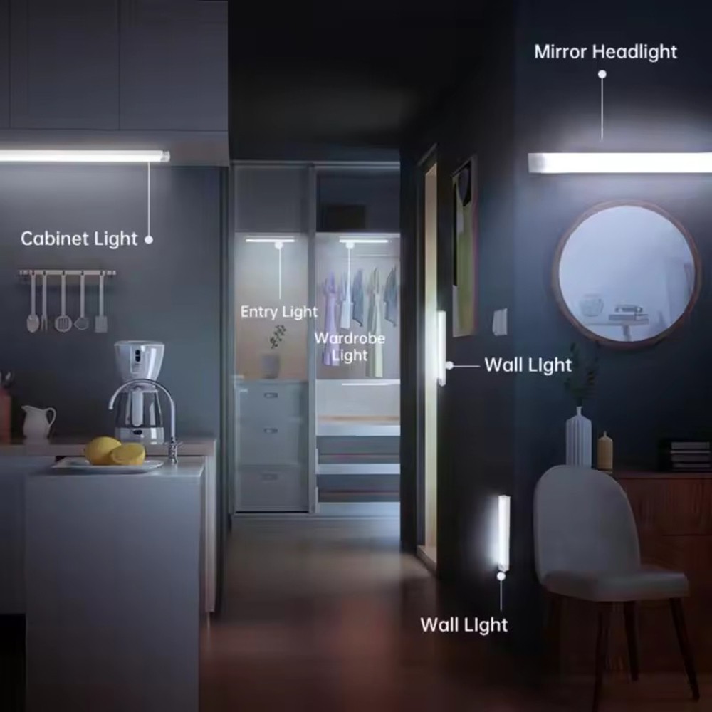 Magnetic Under Cabinet Lighting USB Rechargeable Smart Motion Sensor – 6 Pack