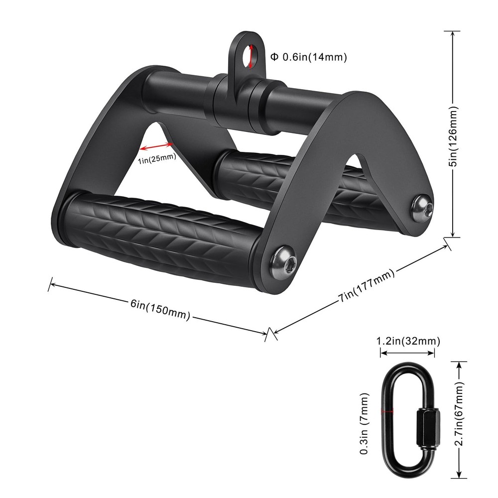 Double D Row Handle Cable Attachment, Rotating V Handle with Non-Slip Rubber ...