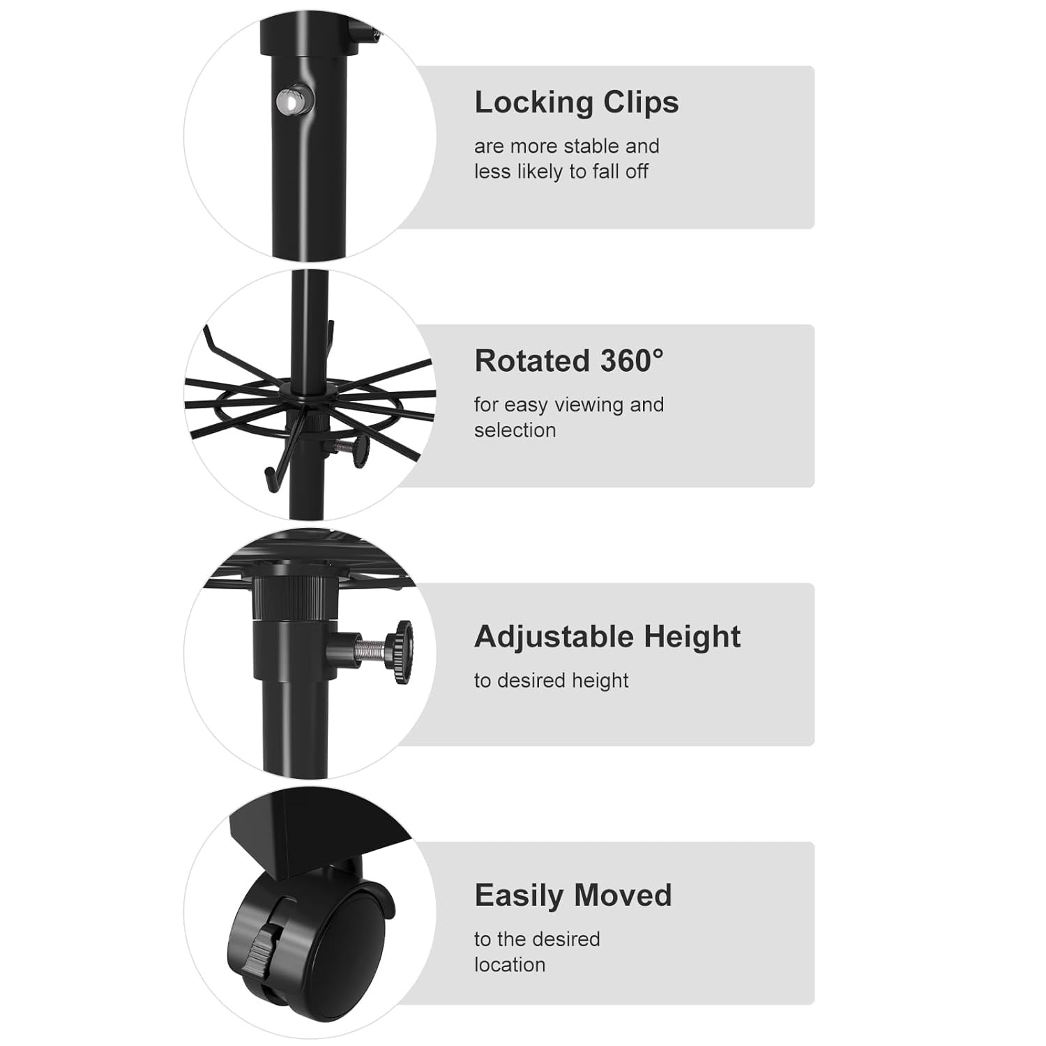 Retail Rotating Display Stand 7 Tier Rack W/ Hooks for Store Spinner Key Jewelry