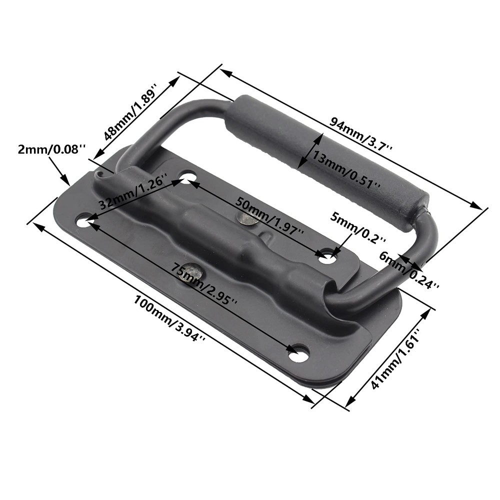 2 Pack Spring Loaded Pull Handles, Surface Mount Chest Handle with Rubber Gri...