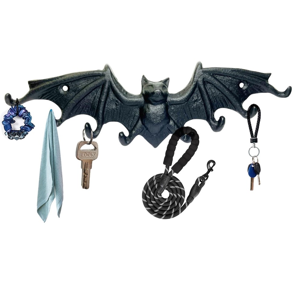 Bat Key Hooks Gothic Bat Key Rack Wall Mount Casting Iron Rustic Decorative H...