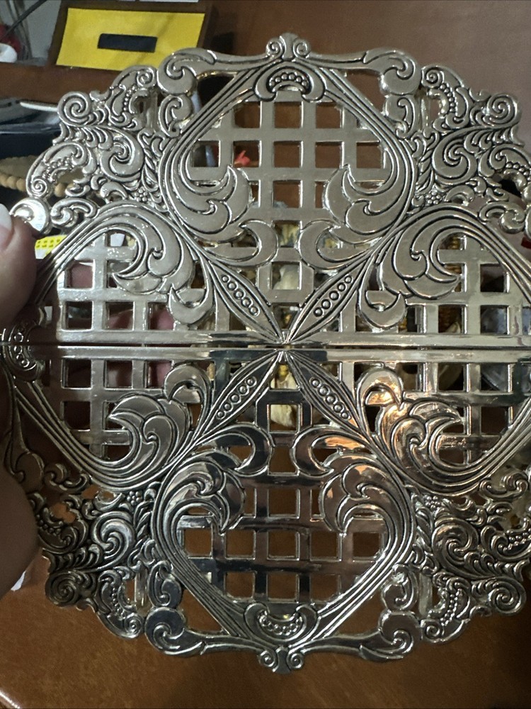 VTG Silverplate Godinger Expandable Hot Plate Trivet 6”W/8”W x 3/4 NIB