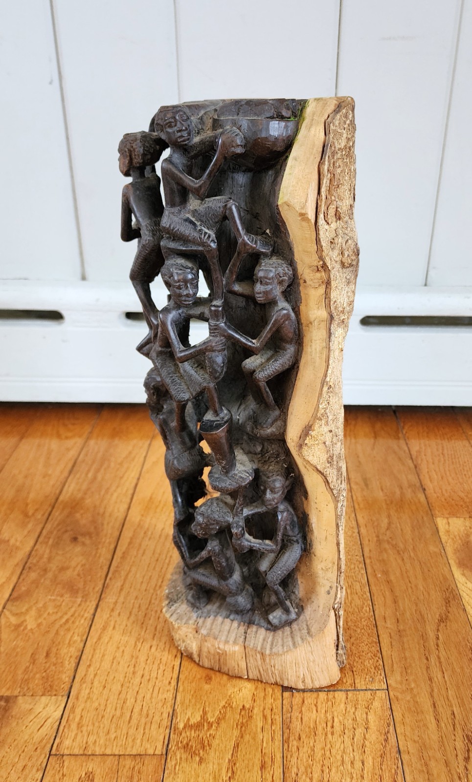 Antique African Makonde Tree of Life Ebony Wood Carving Sculpture Statue