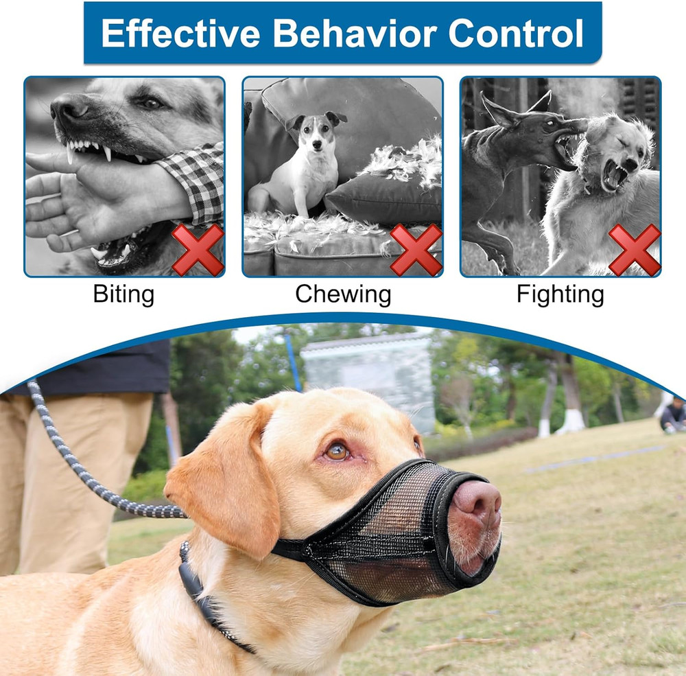Mesh Dog Muzzle for Small Medium Large Dogs, Soft Dog Muzzle to Prevent Biting C