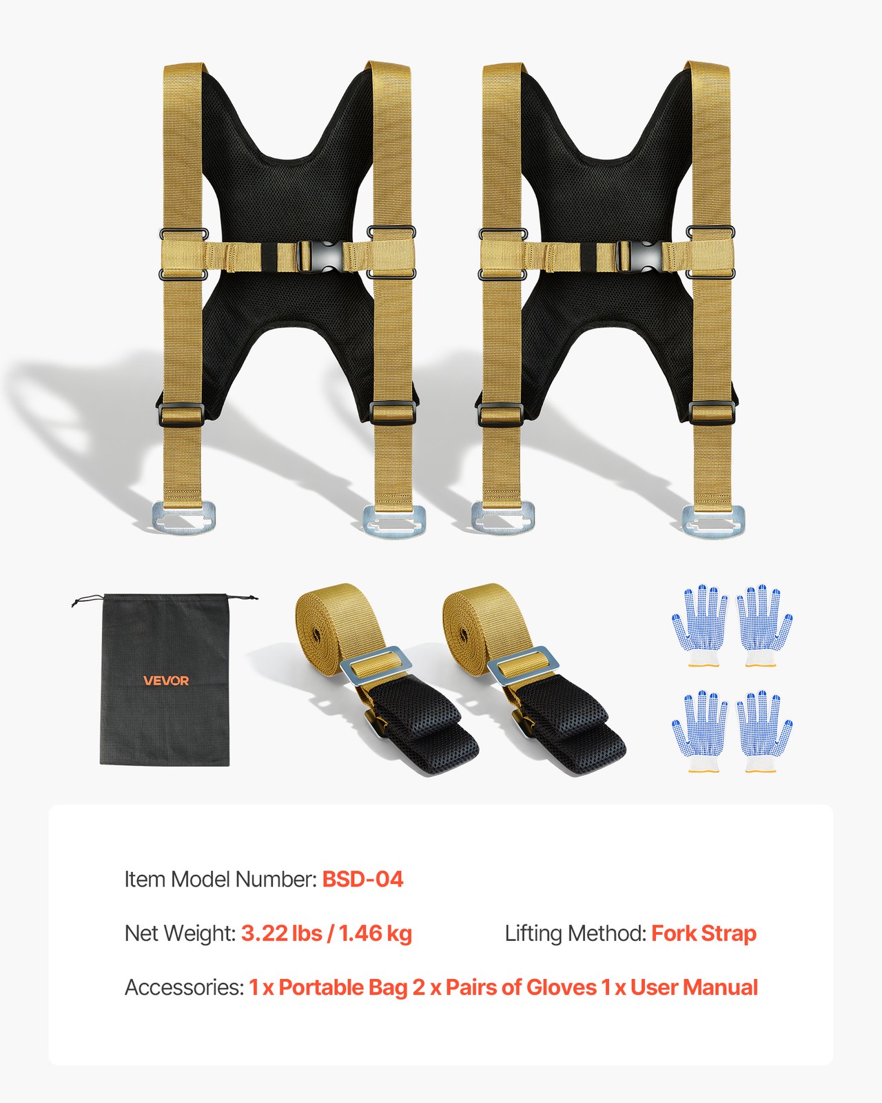 VEVOR Moving Straps Holds up to 1000 lbs 2-Person Lifting and Moving System