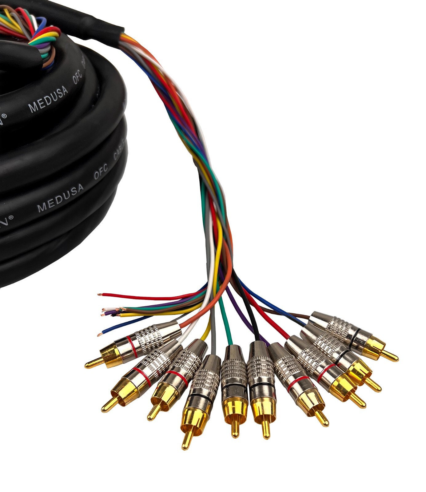 ORION AUDIO Snake Audio Wire 10 Channels RCA OFC Power Medusa Cable 45FT / 60FT