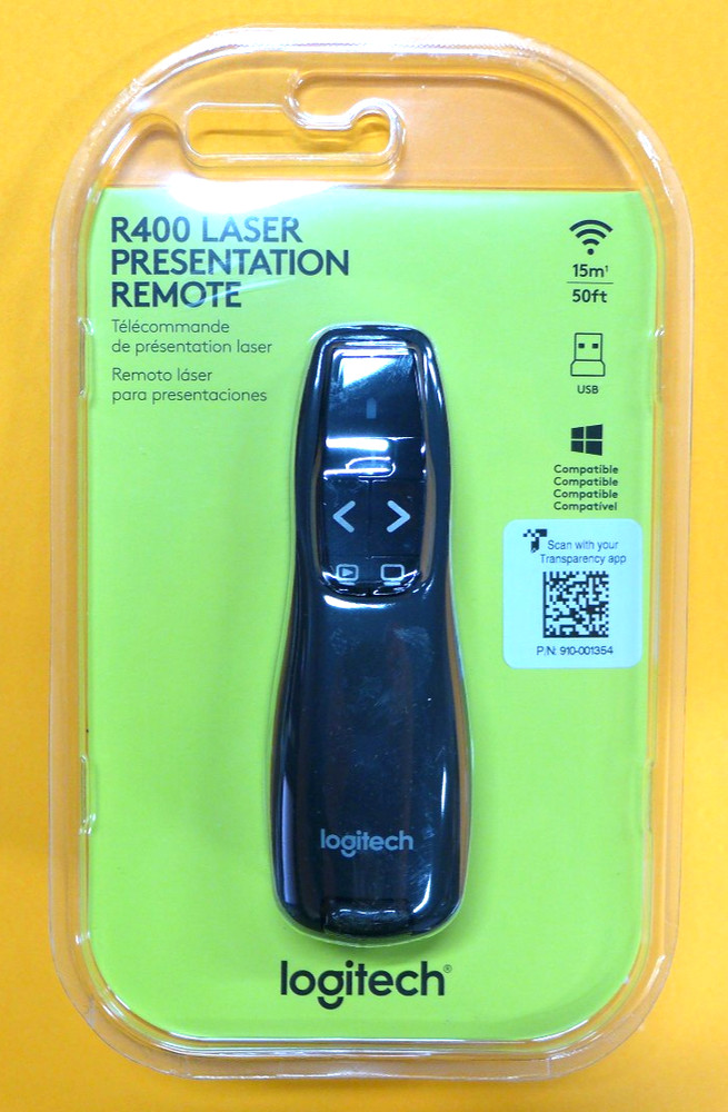 NEW Logitech R400 USB Laser Presentation Remote Pointer 910-001354