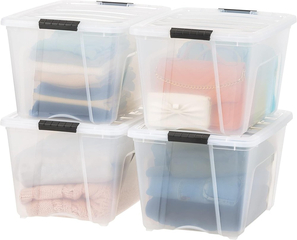 4-Piece Lidded Storage Container Set, 13-Quart Capacity,