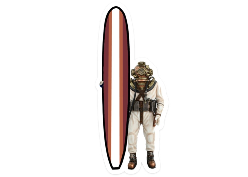 MKV Diver Longboard Surfer Sticker 2.56x6in
