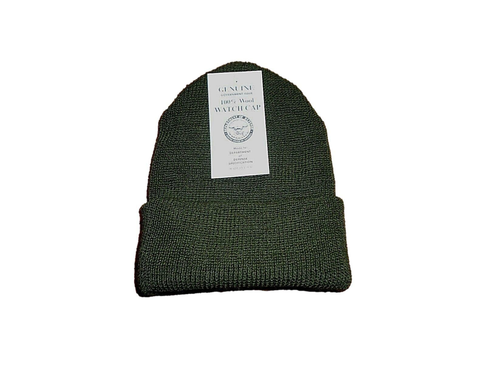 NEW GENUINE MILITARY ISSUE 100% WOOL GREEN WATCH CAP COLD WEATHER HAT U.S.A MADE