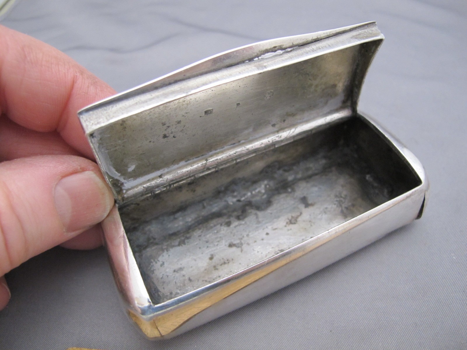 19th C AUSTRIAN Silver SNUFF BOX w/MISSOURI ENGRAVING-Dr Barlow Pills ST JOSEPH