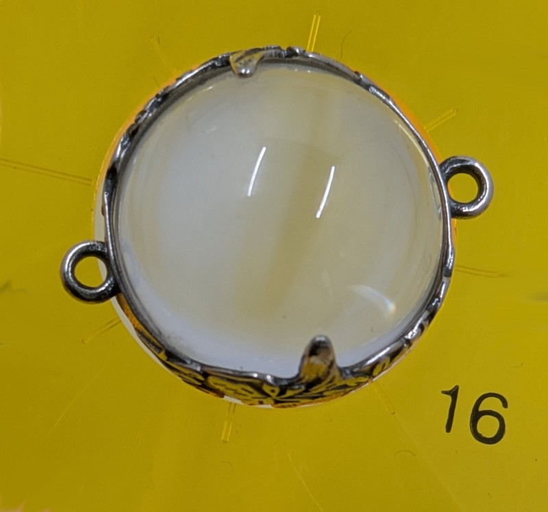 One 16mm Antique Vintage Crystal Pools of Light Sterling Bead Pendant C6-30