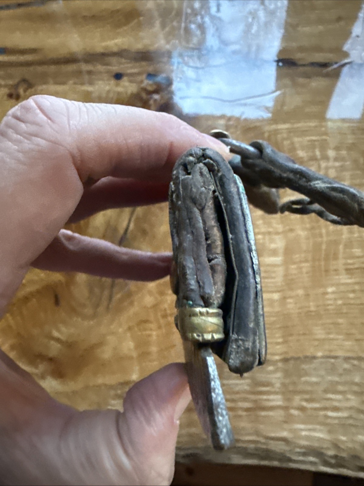 Old Antique Tibetan “ Mechak “ Flint Striker Red Coral Bead Leather Pouch Purse