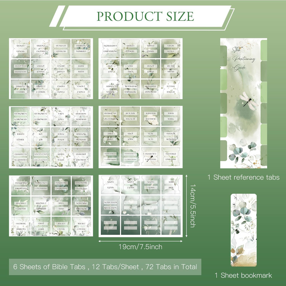 72Laminated Bible Tabs,Large Print Laminated for Study Bible,Include 67Bible Ind