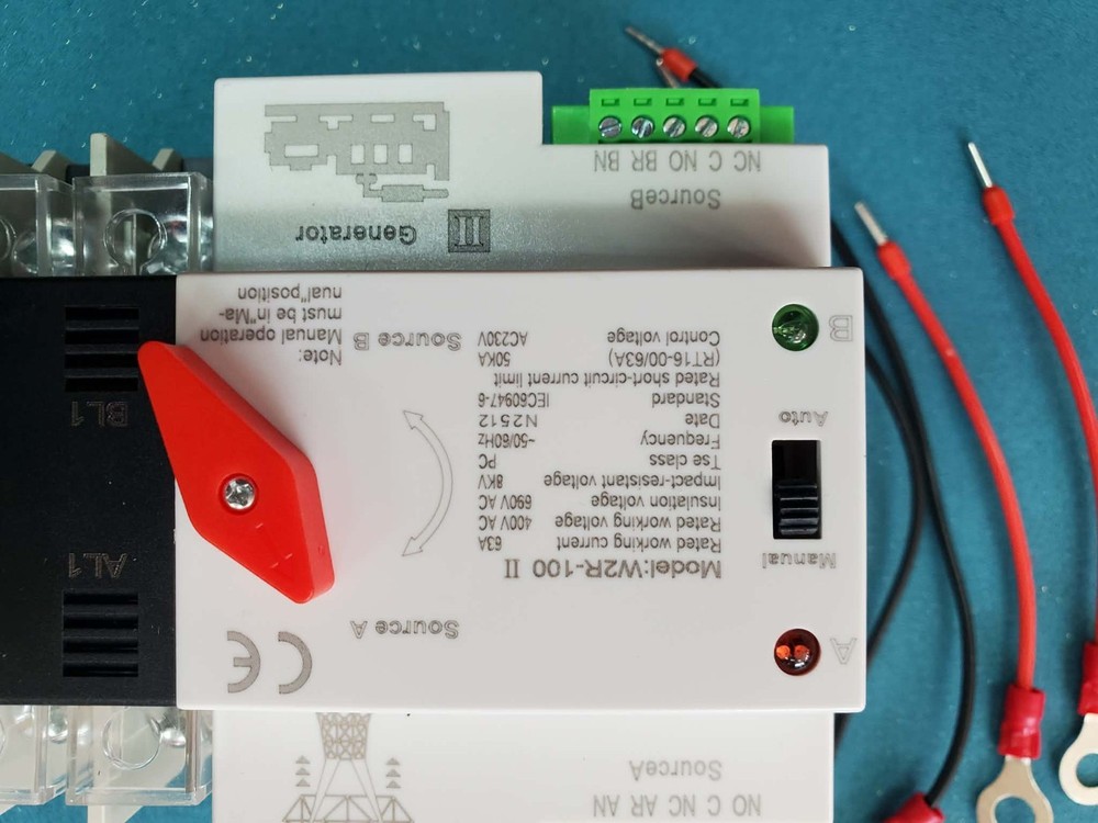 Automatic Transfer Switch 100A Dual Power ATS W2R-100 II Generator Changeover AC