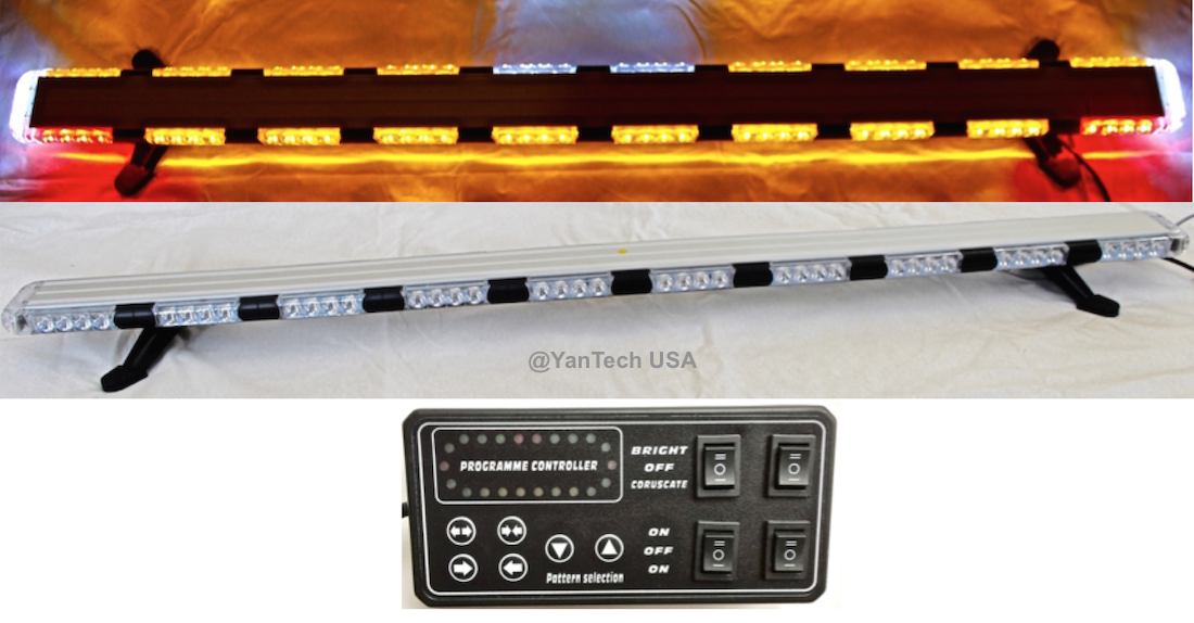 56” Amber LED Lightbar Tow Truck Plow Roll Back Police w/Alley,Brake&Turn Signal
