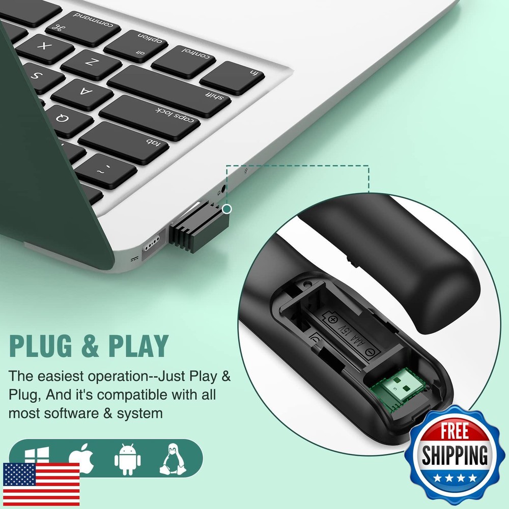 Presentation Clicker Green Laser Pointer with Air Mouse Function, Wireless Pr