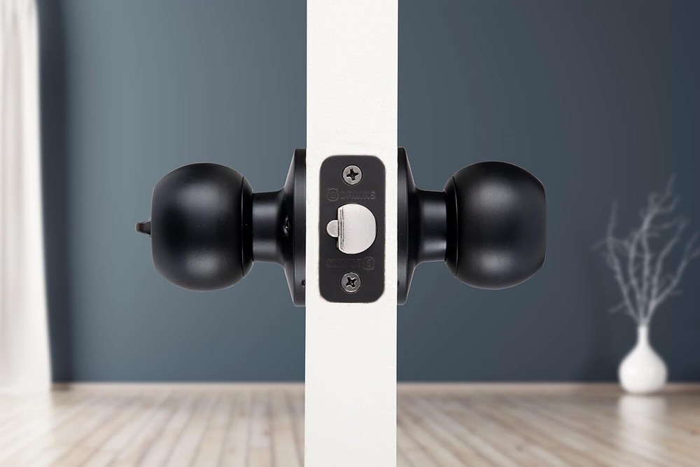 Transitional Keyed Entry Ball Door Knob, Matte Black - Designed for Traditional