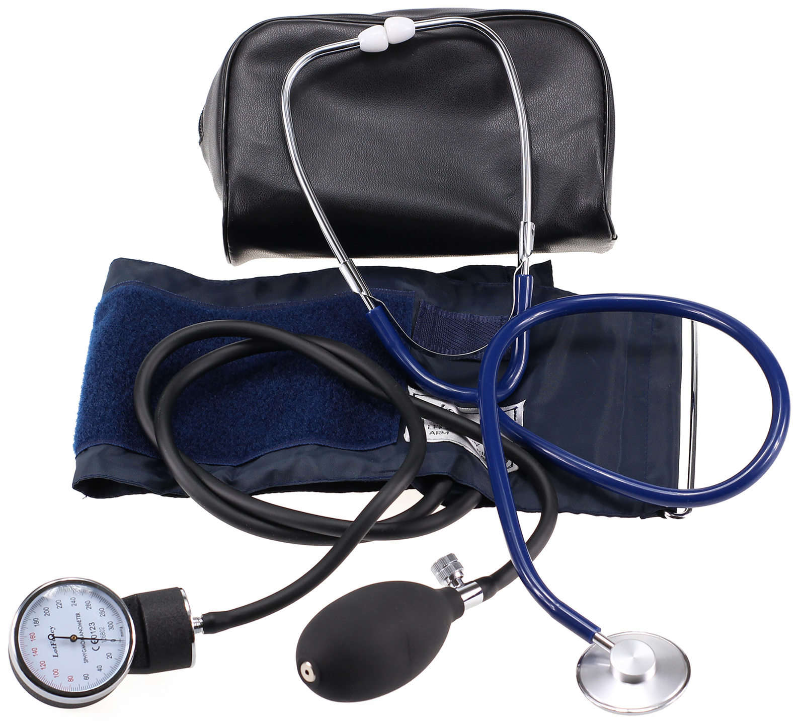 Aneroid Sphygmomanometer Stethoscope Manual Blood Pressure Monitor BP Cuff Gauge