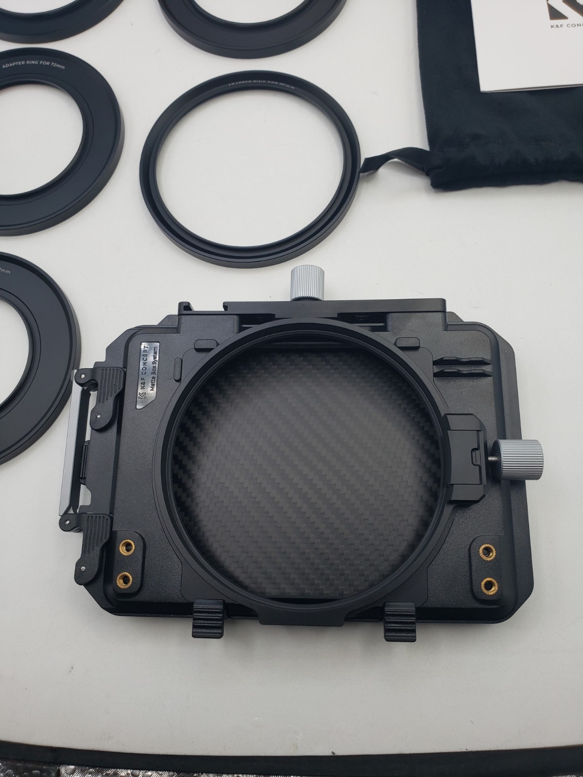 K&F Concept DSLR Camera Matte Box - Carbon Fiber, 67-95mm Adapter Rings, 4x5.65