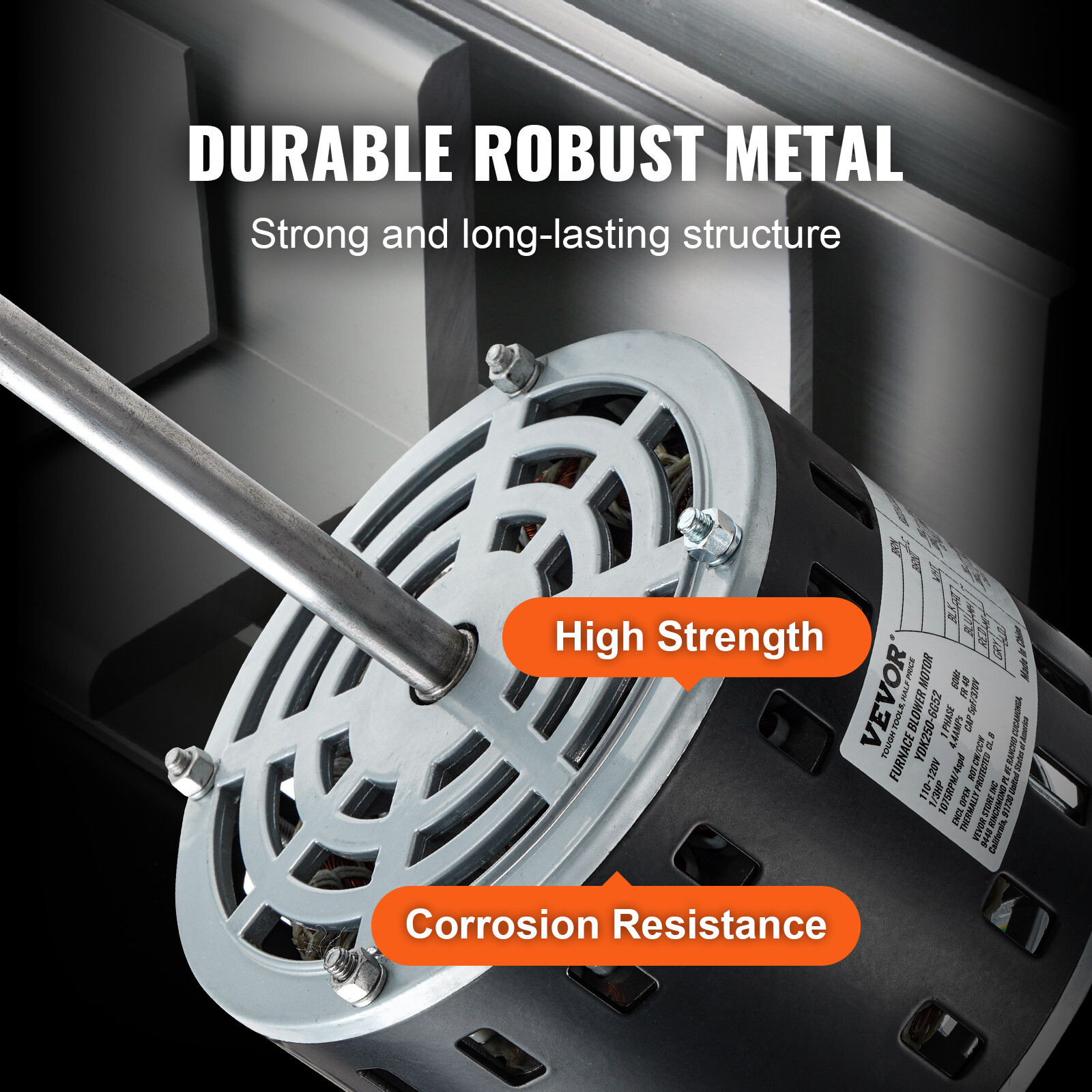 VEVOR 1/3HP Furnace Blower Motor 110-120V 4.4A 1075RPM 4 Speeds 48 Frame 1 Phase