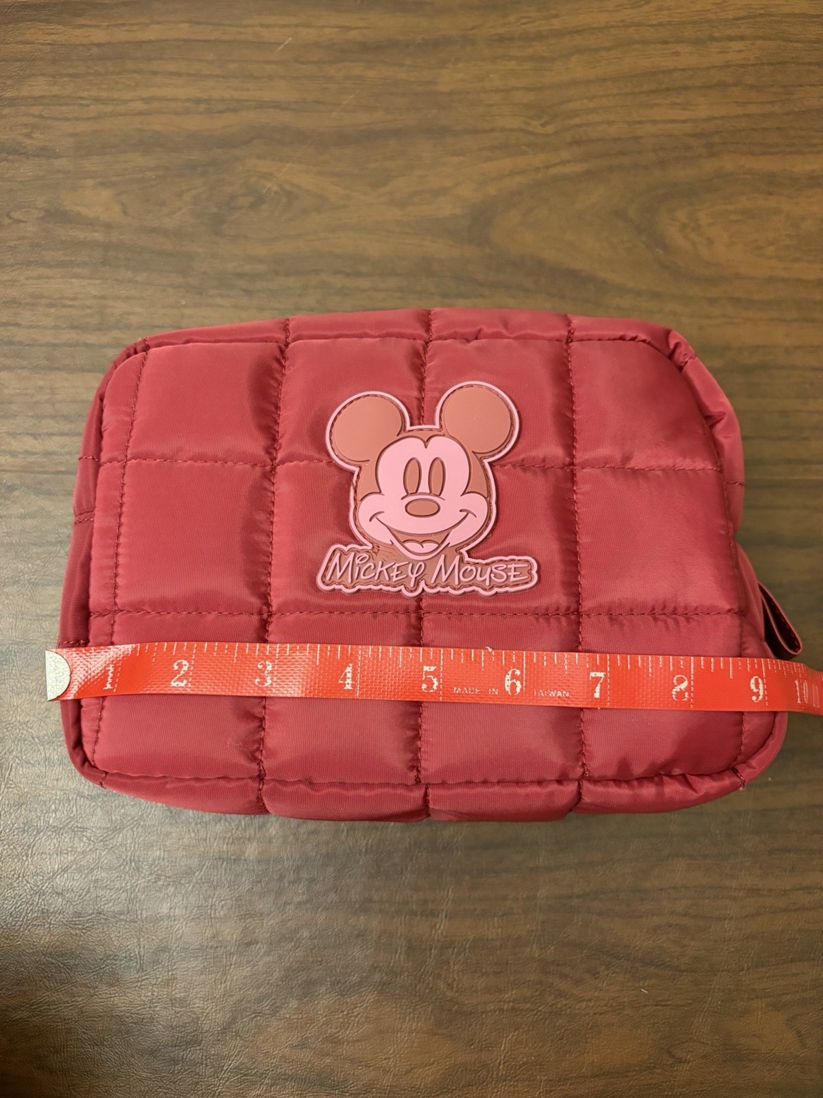 Disney Mickey Mouse Quilted Cosmetic Travel Makeup Bag Organizer Zipper Plum