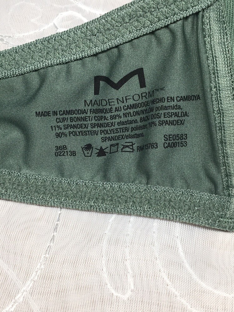Maidenform Bra Size 36B Green Wireless