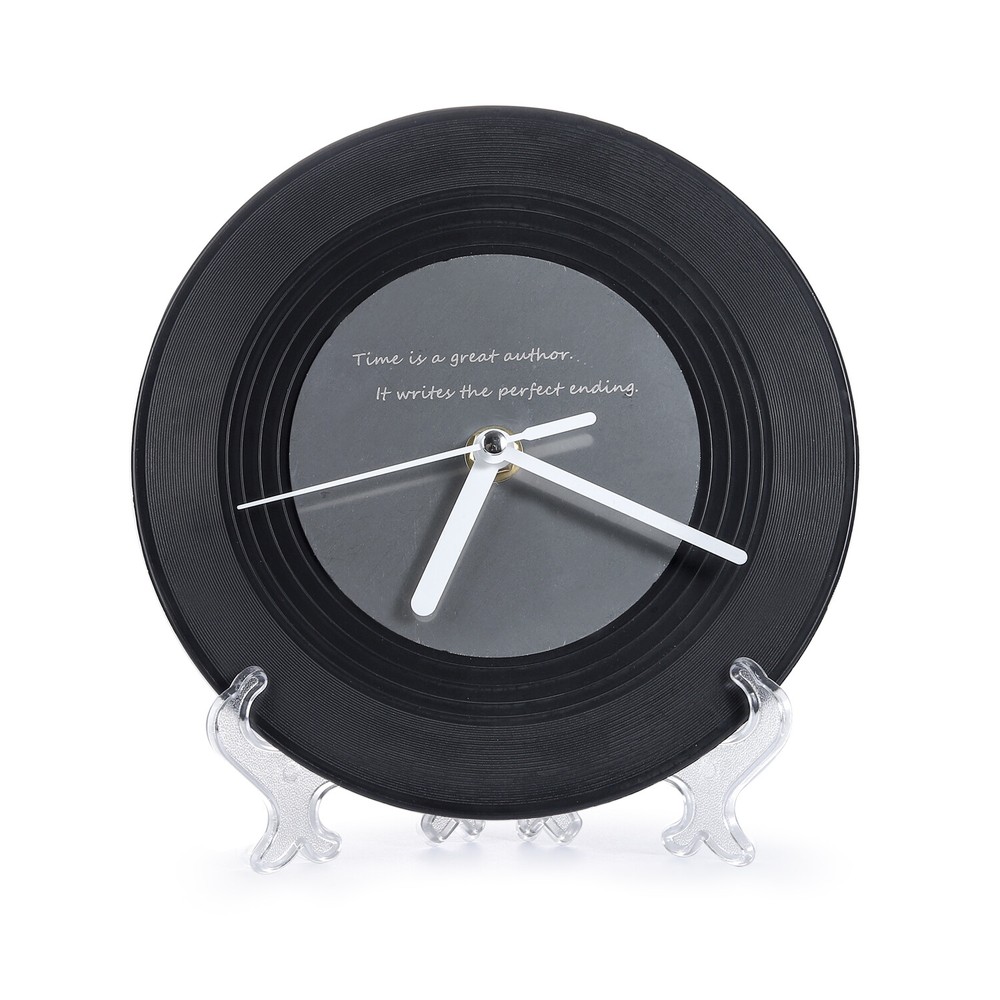 Customizable Text - Personalized Vinyl Record Style Silent Movement Quartz Clock