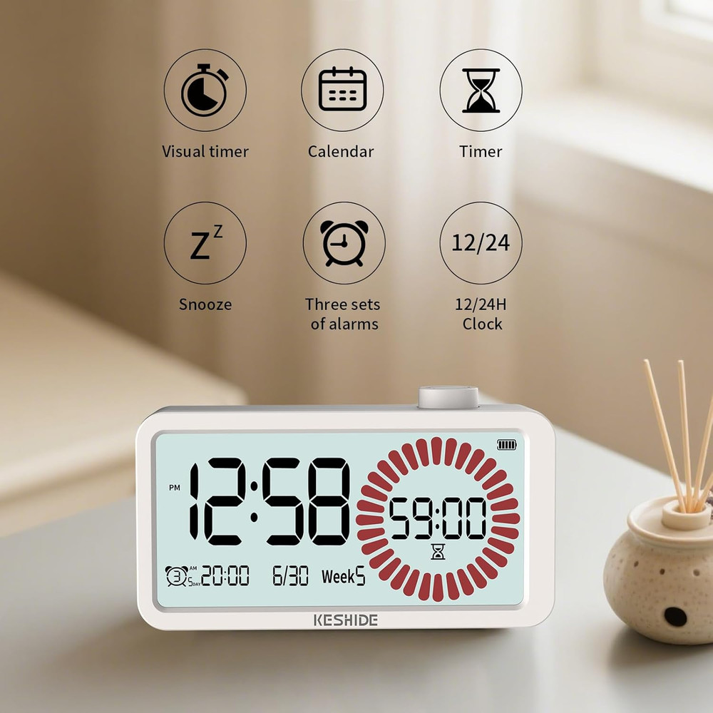 Visual Timer With Alarm LCD Digital 60 Minute Countdown For Kids